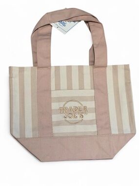 Trader Joe’s tan cream striped mini tote NWT